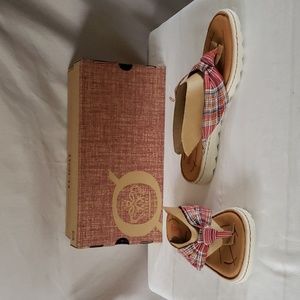 NEW Born Tide Plaid Flip Flop Thong Sandal Red